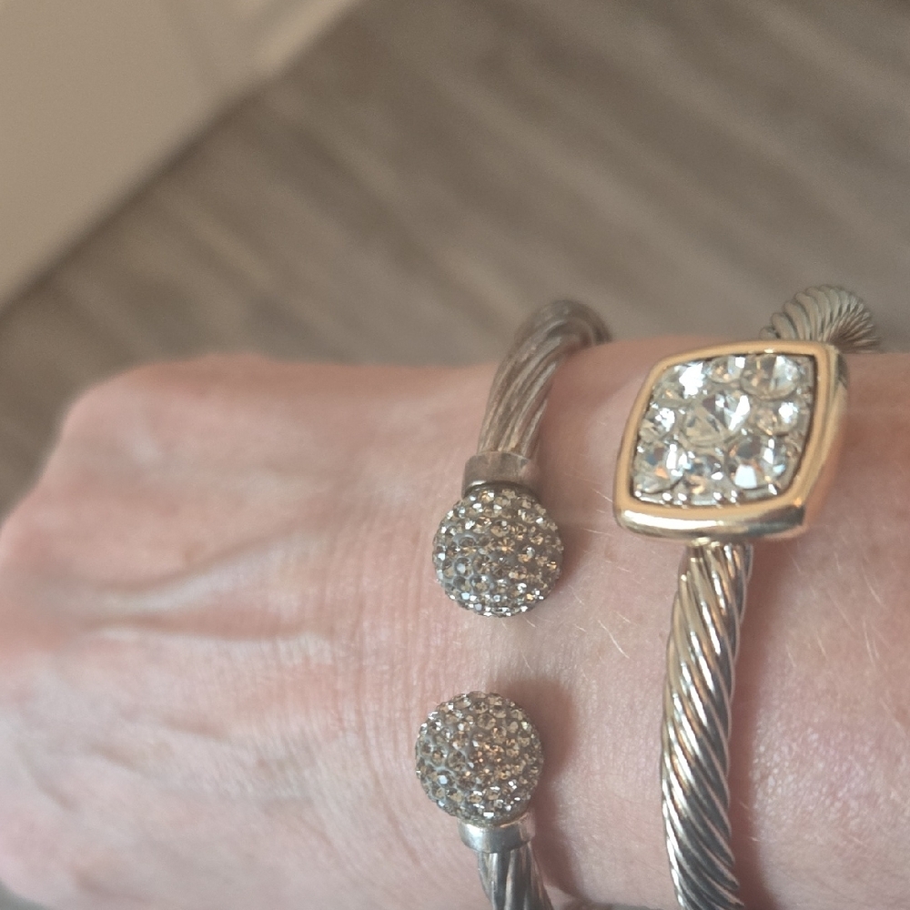 Twisted 925°Made In ITALY Bracelet with Crystal Accents. - Picture 6 of 6